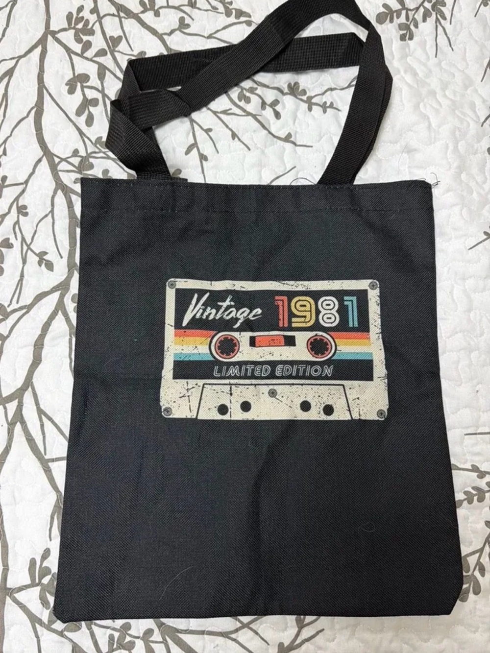 Black Vintage Graphic Tote Bag